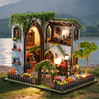 Nouvelle maison de poupée miniature en bois à construire soi-même, pavillon de jardin architectural, modèle de puzzle 3D avec boîte à musique, jouets pour enfants