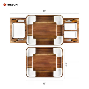 Juego de Tablas de <span class=keywords><strong>Queso</strong></span> Cuadradas de Madera de Acacia al por Mayor, Organizador de 2 Cajones, Bandejas de Acero Inoxidable para Servir Charcutería y <span class=keywords><strong>Queso</strong></span> - Product Image 2