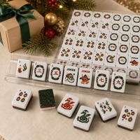 Jeu de Mahjong Américain sur le thème de Noël, en acrylique, idéal pour les réunions de famille et un cadeau de premier choix