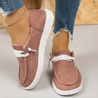 Mocassins en toile pour femmes, à enfiler, avec lacets décoratifs, semelle plate, chaussures décontractées confortables et tendance, vert