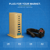 Chargeur GaN 520W, station de bureau 8 ports, 4C PD100W 4A QC30W, affichage en temps réel AI, chargez 8 appareils pour ordinateur portable