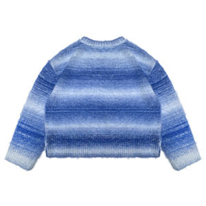 사용자 정의 로고 풀오버 모헤어 스웨터 긴 소매 크루넥 스트라이프 니트웨어 겨울 퍼지 캐주얼 점퍼 모헤어 니트 스웨터 남자 - Product Image 2