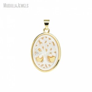 Pm52527 thiết kế cổ Điển Tôn Giáo Virgin Mary guadalupe Marian mạ vàng hình bầu dục Hình dạng vỏ màu trắng mặt dây chuyền trang sức phụ kiện - Product Image 4