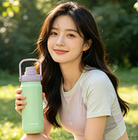 Bouteille isotherme sport en acier inoxydable 25oz, la plus vendue, avec poignée et couvercles à paille, sans BPA, couleur et logo personnalisables