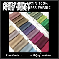 Tissu satiné uni brillant en polyester 100% double face A195, doux, lisse, écologique, pour robe femme et canapé