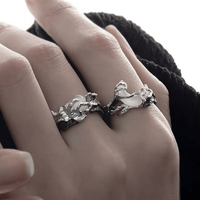 Bague ouverte réglable Novito Soleil et Lune avec pierre naturelle et verre, style minimaliste vintage, cadeau pour couples