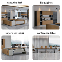 Bureau de direction de style luxe léger, moderne et minimaliste, haut de gamme, table de bureau de président, MDF de qualité supérieure, écologique, avec rangement