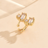 Venta al por mayor nueva moda mujer declaración Clip-On pendientes conjunto con corazón geométrico Zirconia latón joyería regalo