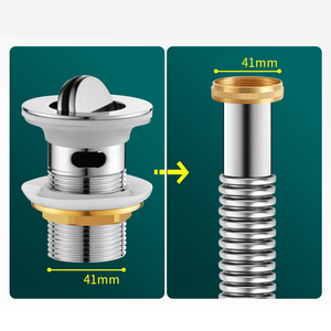 Vanne de vidange escamotable en acier inoxydable chromé avec trop-plein et bouchon Click-Clack pour projets hôteliers (vente en gros) - Product Image 4