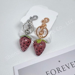 High Quality Luxury Creative Fruit Series Cute Car Strawberry <b>Bag</b> Pendant Female Key Ring Ring Strawberry Keychain - Product Image 6