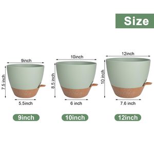 وعاء نباتات ذاتي الري مقاس 12/10/9 بوصة للنباتات الداخلية مع فتحة تصريف، وعاء زهور بلاستيكي للنباتات العصارية والبنفسج الأفريقي - Product Image 2