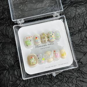 Venta al por mayor personalizable Rosa acrílico <span class=keywords><strong>uñas</strong></span> postizas de alta calidad reutilizable ABS Mini diamante dedo prensa <span class=keywords><strong>uñas</strong></span> hechas a mano - Product Image 5