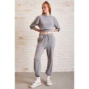 Ensemble de survêtement décontracté gris pour femme, coupe ample, respirant, pantalon de jogging - Product Image 6