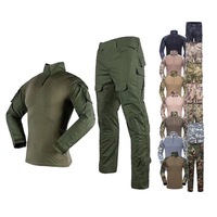 Ensemble uniforme tactique pour homme, tenue d'entraînement Frog, chemise tactique à demi-zip, pantalon cargo multi-poches, camouflage, tenue de travail extérieure