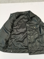 Veste en cuir PU noire personnalisée pour homme avec broderie de patch