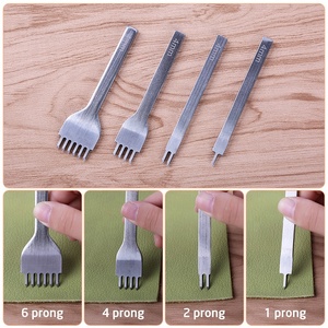 Hot Selling 4pcs 4mm <strong>Leather</strong> <strong>Hole</strong> <strong>Punch</strong> Working Tools 1/2/4/6 Prong Chisel <strong>Leather</strong> Punching Tool Set - Product Image 2