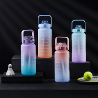 Bouteille d'eau personnalisée en plastique pour sport, fitness et gym avec paille et agitateur