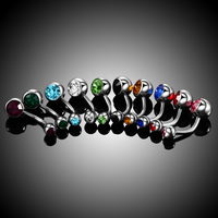Piercing de Nombril en Acier Inoxydable en Gros, Filetage Externe, 14G, Double Gemme, Bijou Corporel