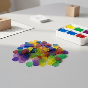 Monete Trasparenti Colorate in Plastica 19mm 25mm, Ausili Didattici per Conteggio e Giochi per Bambini 4-6 Anni, Uso Interno, Bestseller - Product Image 1