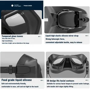 थोक पेशेवर डाइविंग मास्क, मुफ्त डाइविंग वाटरप्रूफ एंटी धुंध सिलिकॉन स्नॉर्कल मास्क, टेम्पर्ड ग्लास कम मात्रा डाइविंग गियर - Product Image 6