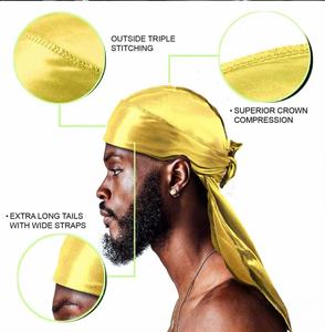 Écharpe, Bonnet, Chapeau de pirate, Bonnets de chimiothérapie, Durag, Turban pour femmes musulmanes, Durag soyeux de couleur unie pour hommes - Product Image 2