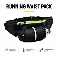Ceinture de course réfléchissante imperméable grande capacité avec porte-bouteille en polyester pour la randonnée, le jogging, les voyages et les activités de plein air