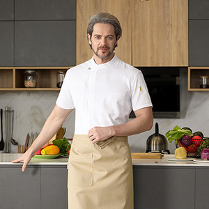 Solid Color Asymmetrical Collar Chef Uniform <b>Set</b> Cotton Breathable Work Clothes For Western Cuisine <b>Baking</b> Hotels - Product Image 2