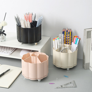 Boîte de rangement de bureau en forme de polygone, blanc crème, organisateur de bureau, porte-stylo rotatif, grande capacité, utilisation en dortoir pour étudiants - Product Image 2