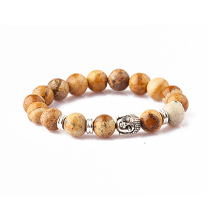 Pulsera de encanto malaquita verde de Buda, pulsera de cuentas de los hombres al por mayor - Product Image 5
