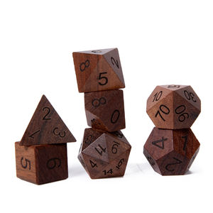 Dadu permainan polihedral mini kayu cabang asam Afrika produsen mengukir dadu kayu kustom grosir polihedral untuk dnd - Product Image 1