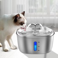 Fontaine à eau pour animaux de compagnie très vendue, fontaine à eau automatique en acier inoxydable, fontaine à eau pour chat, 2,4 L, acier inoxydable 304