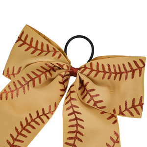 Attache-cheveux personnalisée faite à la main pour filles, style cheerleader, pour softball, sport, football, avec nœud en ruban gros-grain pailleté - Product Image 5