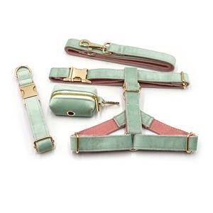 ファッションベルベット調節可能な犬の首の首輪高級ハーネス無し金属製バックル付き引き込み式のカスタムペットハーネス - Product Image 3