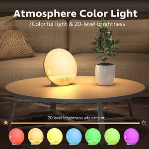 Simulated Sunrise Wake Up Light <b>Led</b> Alarm <b>Clock</b> With Touch Control Seven Color Ambient Bedside Lamp For Children And Adults - Product Image 3