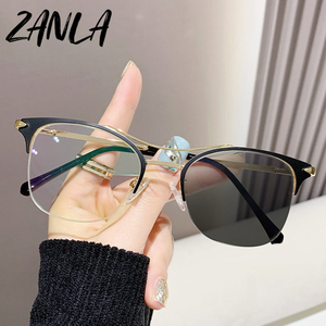 Kacamata miopi wanita, lensa mata <span class=keywords><strong>Retro</strong></span> Fashion romik bingkai persegi bergaya antik pemblokir cahaya biru untuk perempuan 2024 - Product Image 2