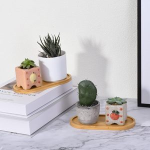 Plateau ovale en bois de bambou, plateau de rangement multifonction pour la cuisine, pour thé, café, pot de fleurs, usage domestique - Product Image 1