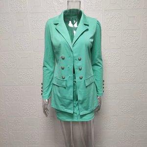 Abito bianco <span class=keywords><strong>Blazer</strong></span> da donna Set Pull <span class=keywords><strong>Blazer</strong></span> a maniche lunghe minigonna a trapezio due completi da 2 pezzi Conjunto Femenino - Product Image 3