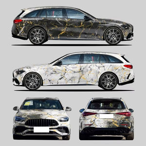 Film adhésif pour voiture NIKO Super Glossy Blue Marble Vinyl Wrap, design personnalisé, 1,52*20m, PVC 3 plis, autocollant pour voiture - Product Image 1