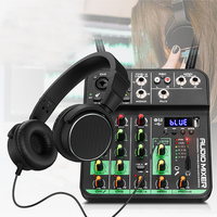 Mixer Amplifier Audio Digital DSP Profesional 4-kanal BT UHF Mikrofon Nirkabel Desktop Peredam Kebisingan Portabel Keluarga