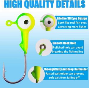 Anzuelos de pesca con cabezal de bola de doble ojo de 1/32oz, 1/16oz, 1/8oz, 3/16oz, 1/4oz, 3/8oz, 1/2oz, duraderos para lubina y trucha - Product Image 2
