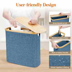30L Toilet Paper Storage <b>Basket</b> with Bamboo Lid, Toilet Paper Holder with Storage, Free Standing Bathroom Storage Organizers - Product Image 4