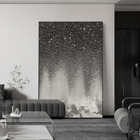 Peinture murale abstraite ciel étoilé, étoile dorée texturée, peinture suspendue de luxe faite à la main pour la décoration du salon