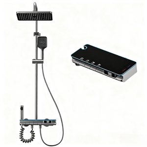 Boquilla mezcladora de <span class=keywords><strong>ducha</strong></span> termostática OEM, pantalla Digital, diseño de lluvia, patrón de pulverización de masaje de chorro, acabado cromado, hotel de apartamento individual - Product Image 6