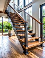 Escalier moderne de luxe exquis, directement de l'usine, avec marches en bois massif, pour usage résidentiel et commercial