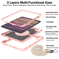 Étui de tablette robuste en or rose pour iPad Air 13 pouces avec béquille rotative à 360°, protection résistante aux chocs, fabriqué en usine B2B