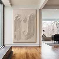 Grande peinture abstraite minimaliste beige faite à la main, peinture texturée en plâtre, art mural, peinture nordique Wabi Sabi