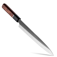 Grandsharp 10.4 ''Couteau Sashimi Yanagiba Couteaux japonais Sushi Saumon Yanagiba avec corne de buffle noire et manche en bois de fer du désert