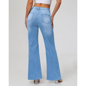 Jean baggy pour <span class=keywords><strong>femme</strong></span> style urbain, coupe harem, jambe large, en modal/coton, décontracté, évasé, délavé moyen - Product Image 3