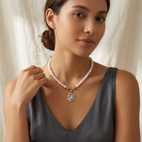 Collier de perles d'eau douce Dreamshow avec pendentif en coquille d'ormeau, pendentif ovale, collier de perles, style poli, bijoux pour femmes