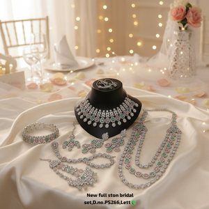 Elegant High Quality Brass Bridal Engagement Wedding Anniversary Party Ethnic Fashion <b>Set</b> Rhodium Plated Zircon Shadow Choker - Product Image 3